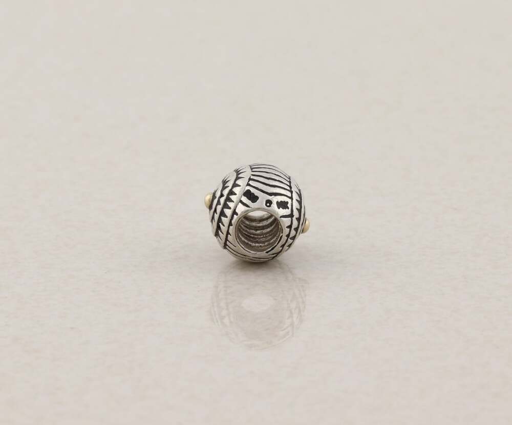 Sterling Silver Chamilia 925 & 14k Gold Bead Charm 3/8" x 3/8" - Picture 5 of 5